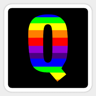 The Letter Q in Rainbow Stripes Sticker